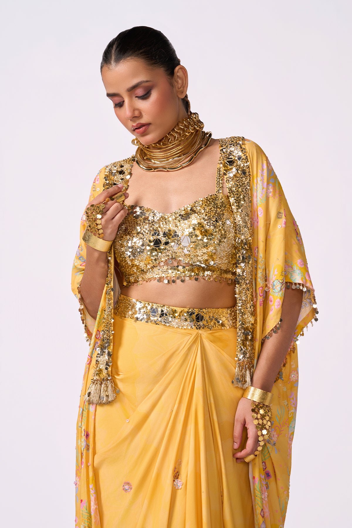 Yellow Drape Saree