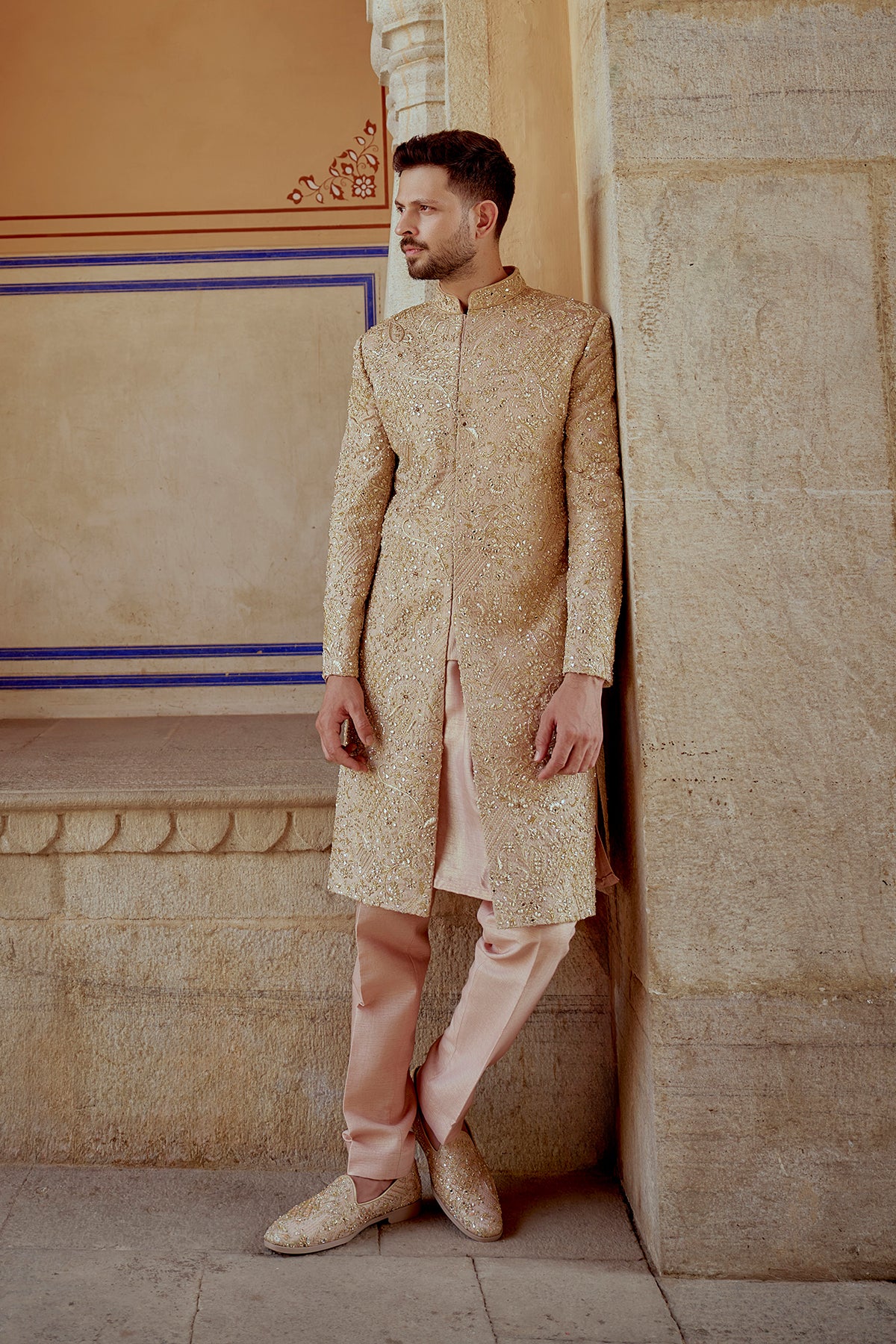Gold Tapestry Sherwani Set