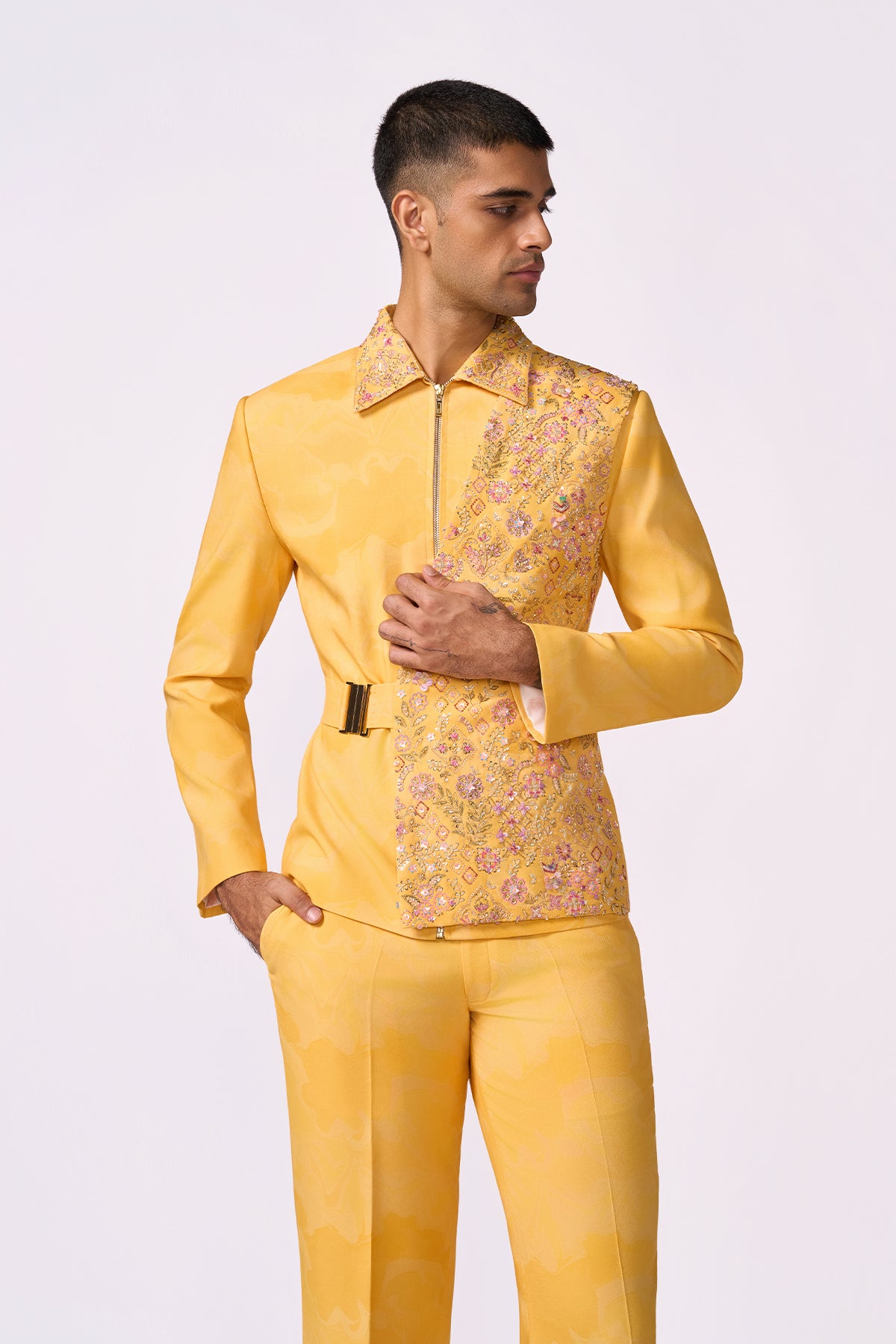 Yellow Bomber Jacket Set