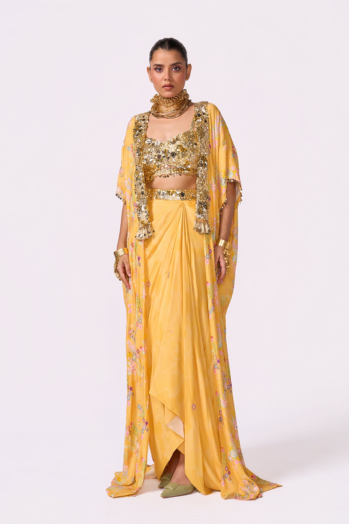 Yellow Drape Saree