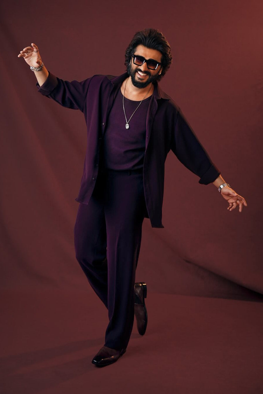 Arjun Kapoor in Deep Plum Shirt & Trouser Set