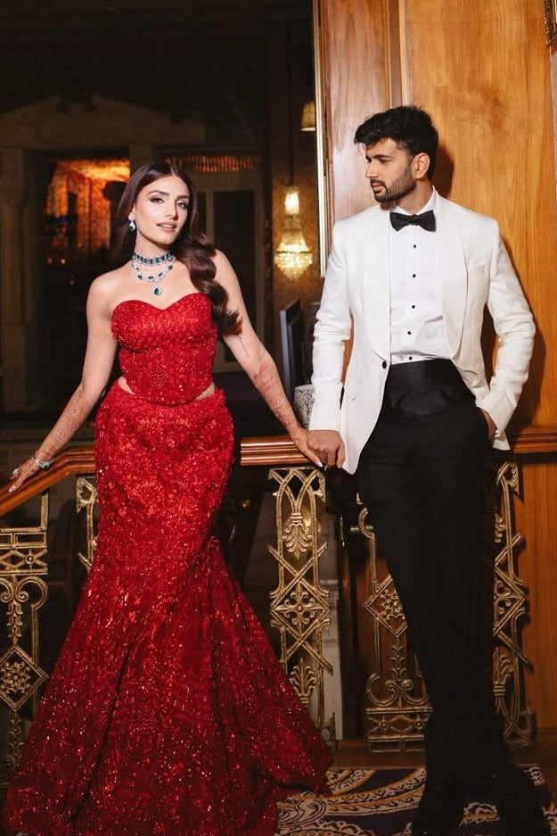 Prakriti Kakar in Scarlet Embellished Mermaid Gown