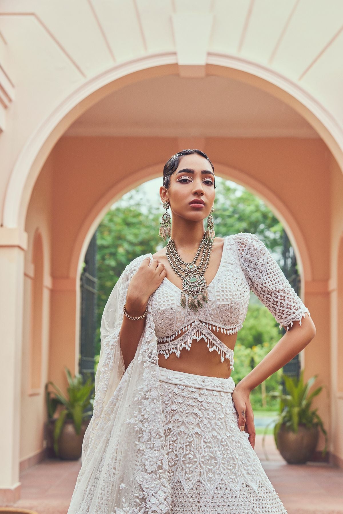 Ivory Embellished Lehenga