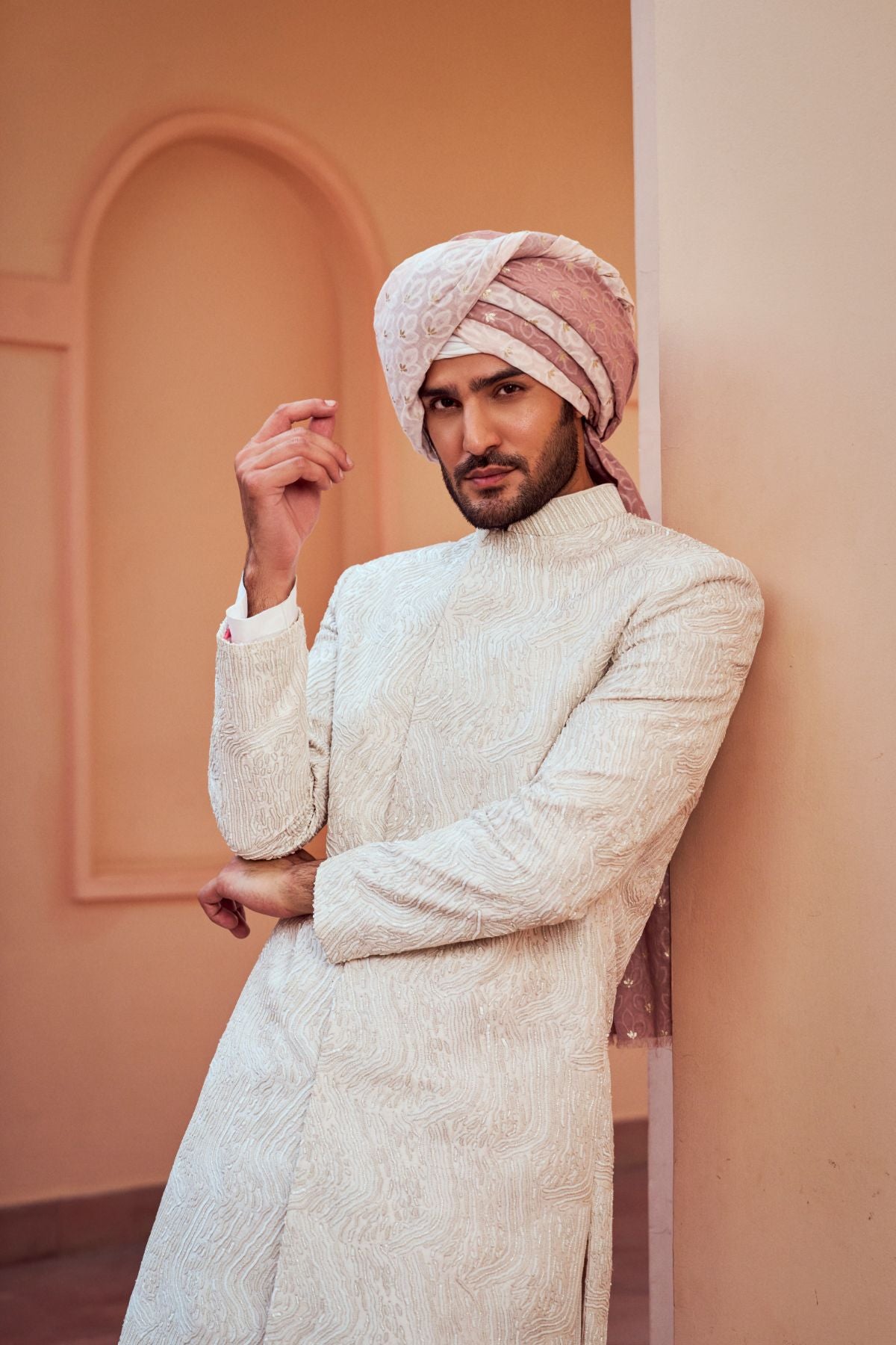 Soft Pink Cut-Dana Embroidery Sherwani
