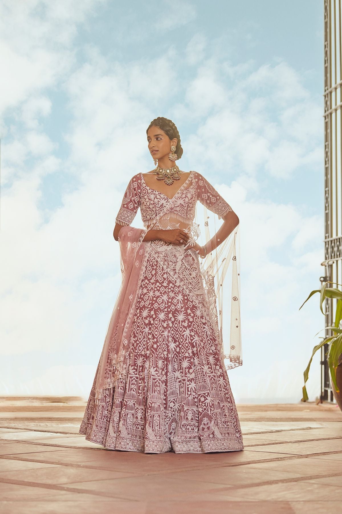 Mauve Royal Garden Lehenga