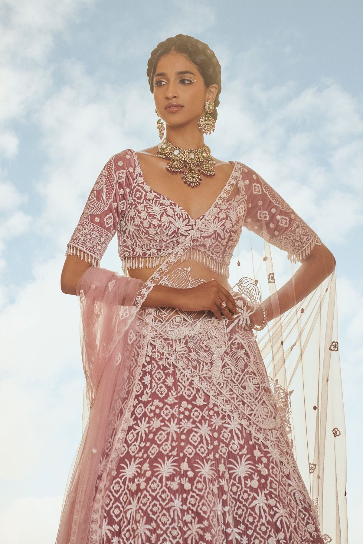 Mauve Royal Garden Lehenga