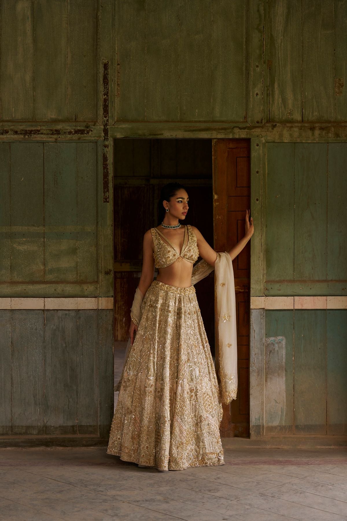 Gold Declutter Lehenga