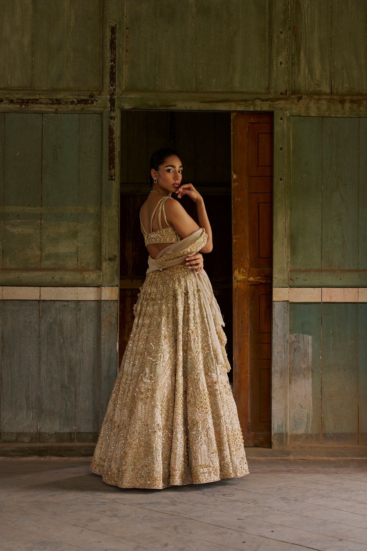 Gold Declutter Lehenga