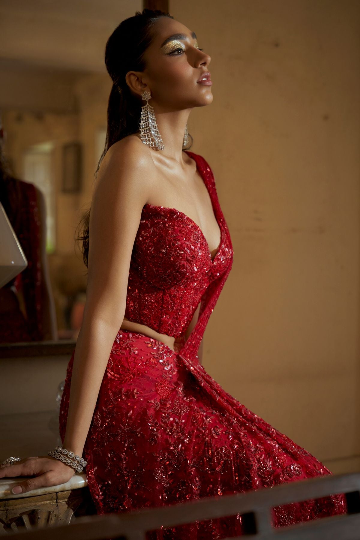 Red Heavy Embroidered Saree