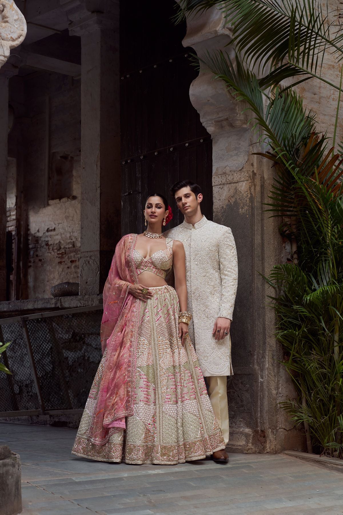 Gold Geometric Lehenga