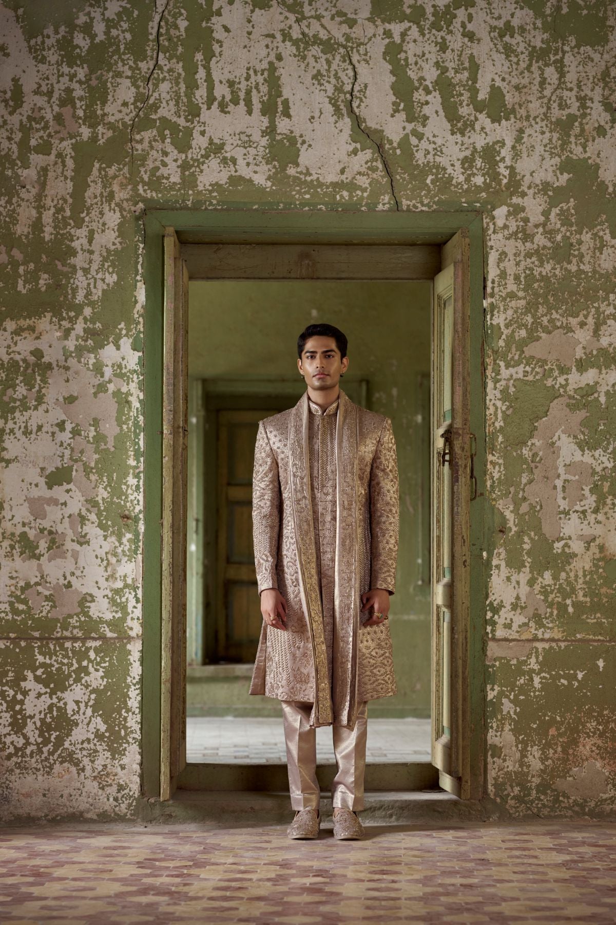 Copper Tissue Signature Zardozi Sherwani