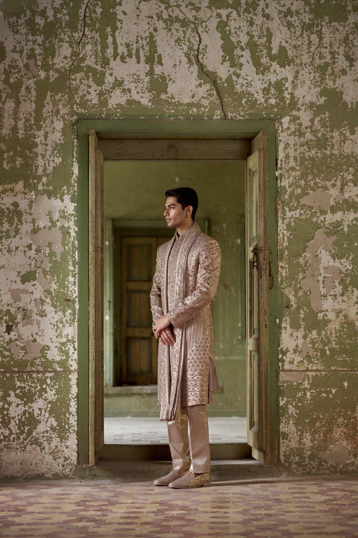 Copper Tissue Signature Zardozi Sherwani