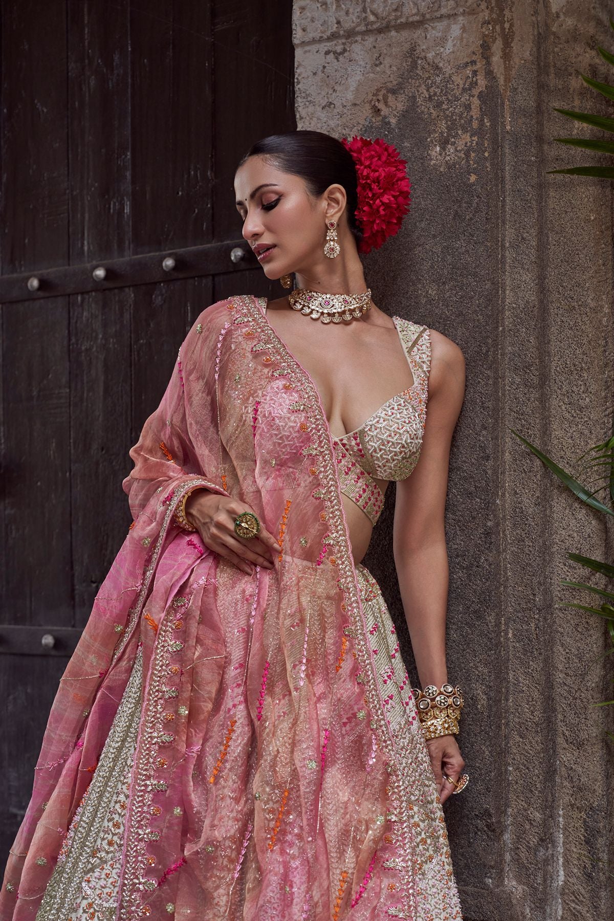 Gold Geometric Lehenga