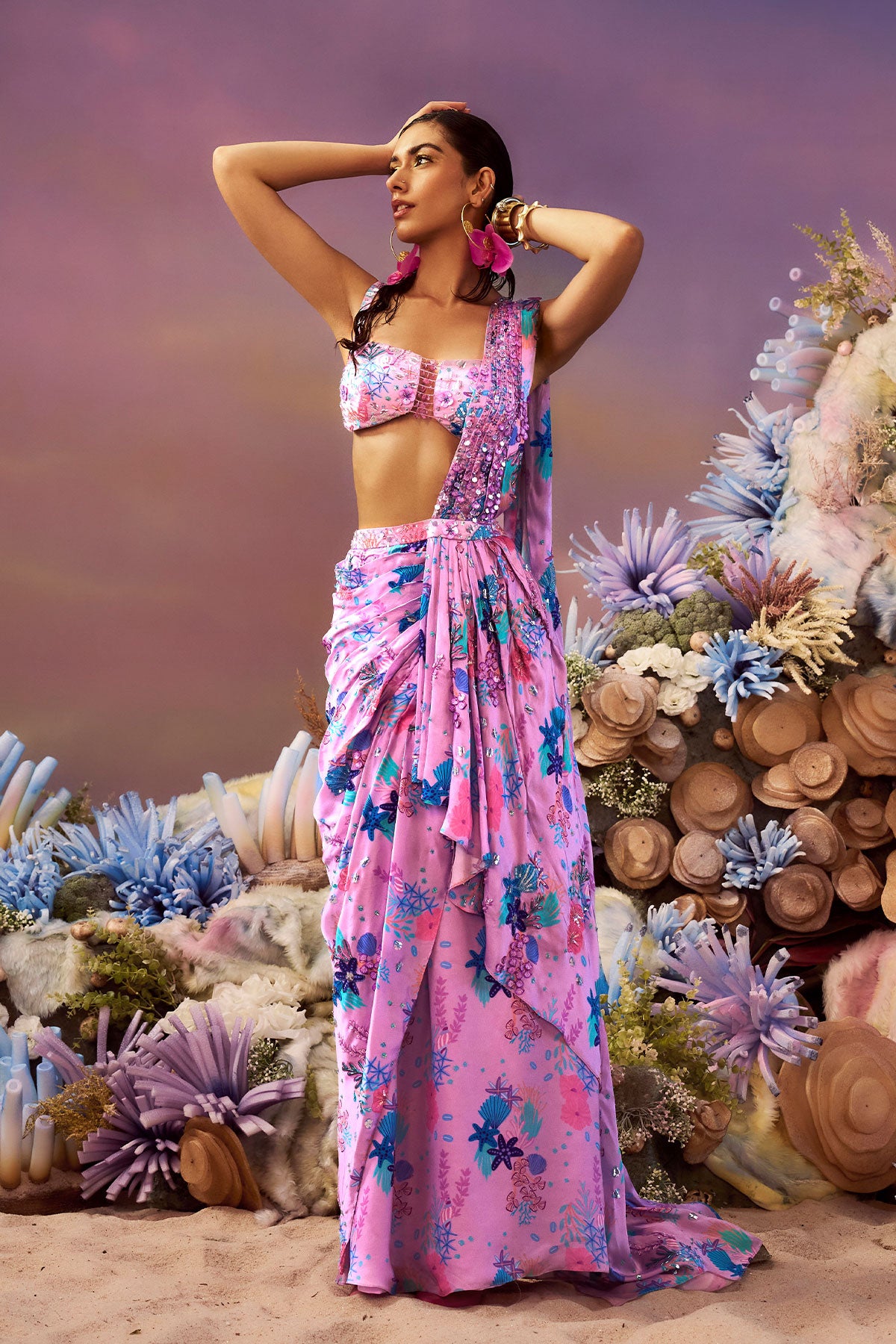 Lilac Draped Saree