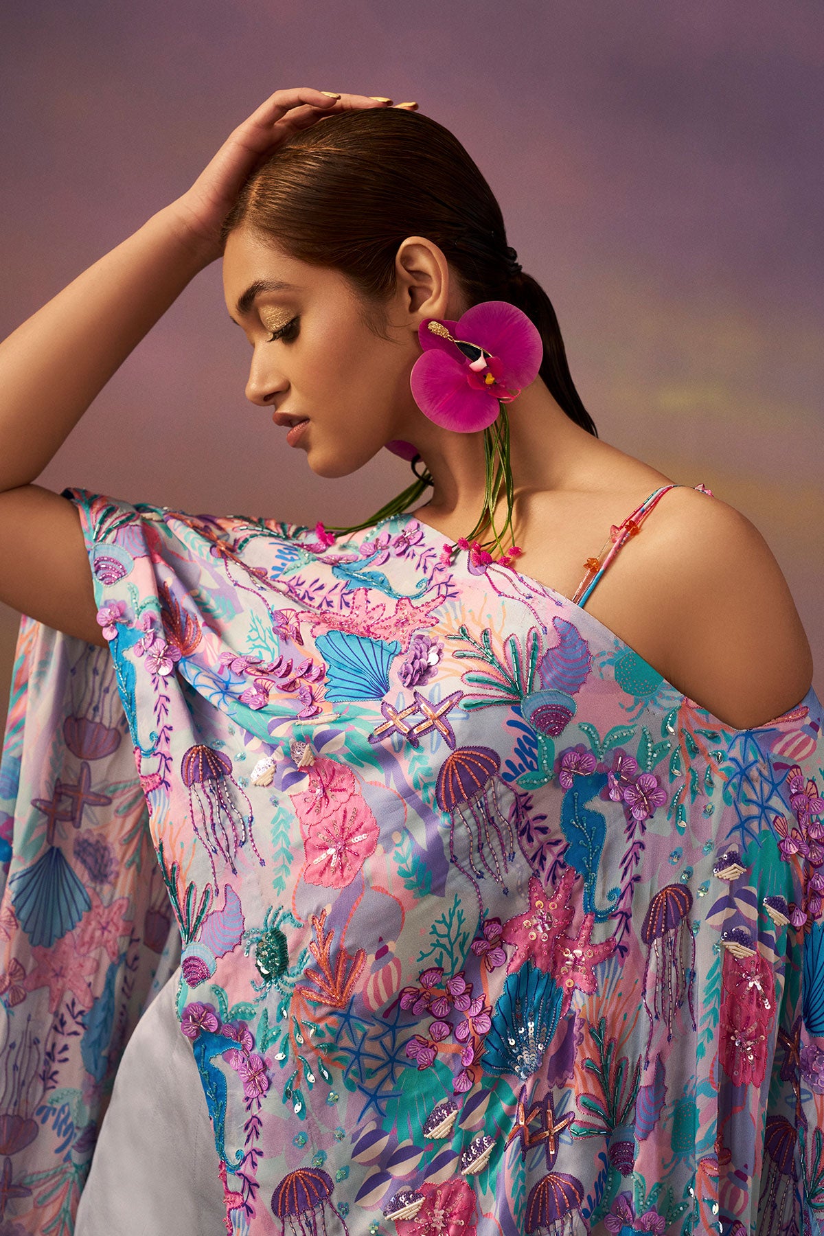 Samundar Off-Shoulder Cape Set