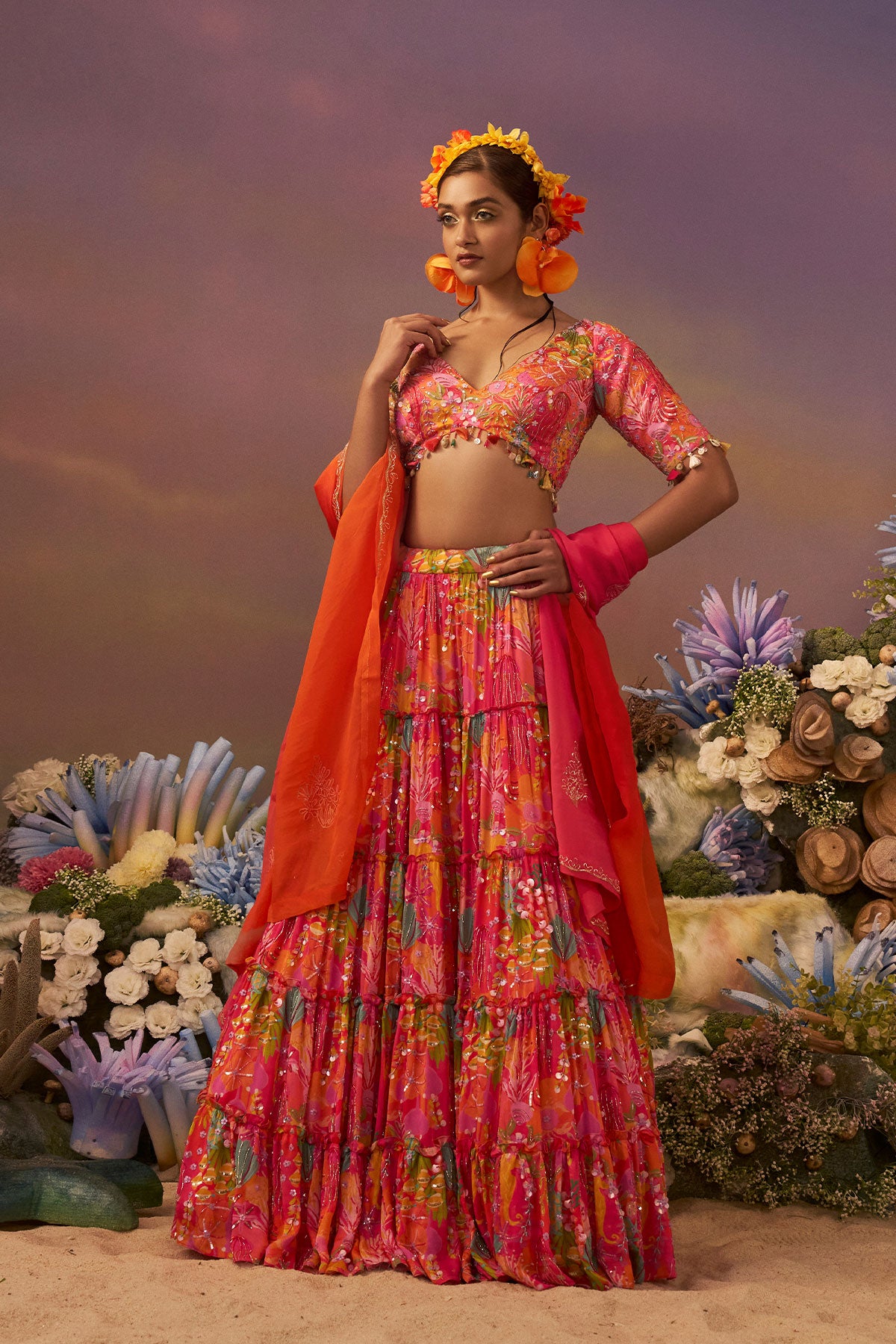 Pink Frill Lehenga