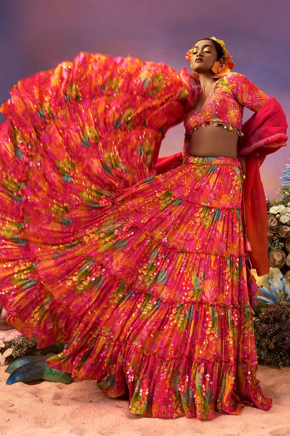 Pink Frill Lehenga