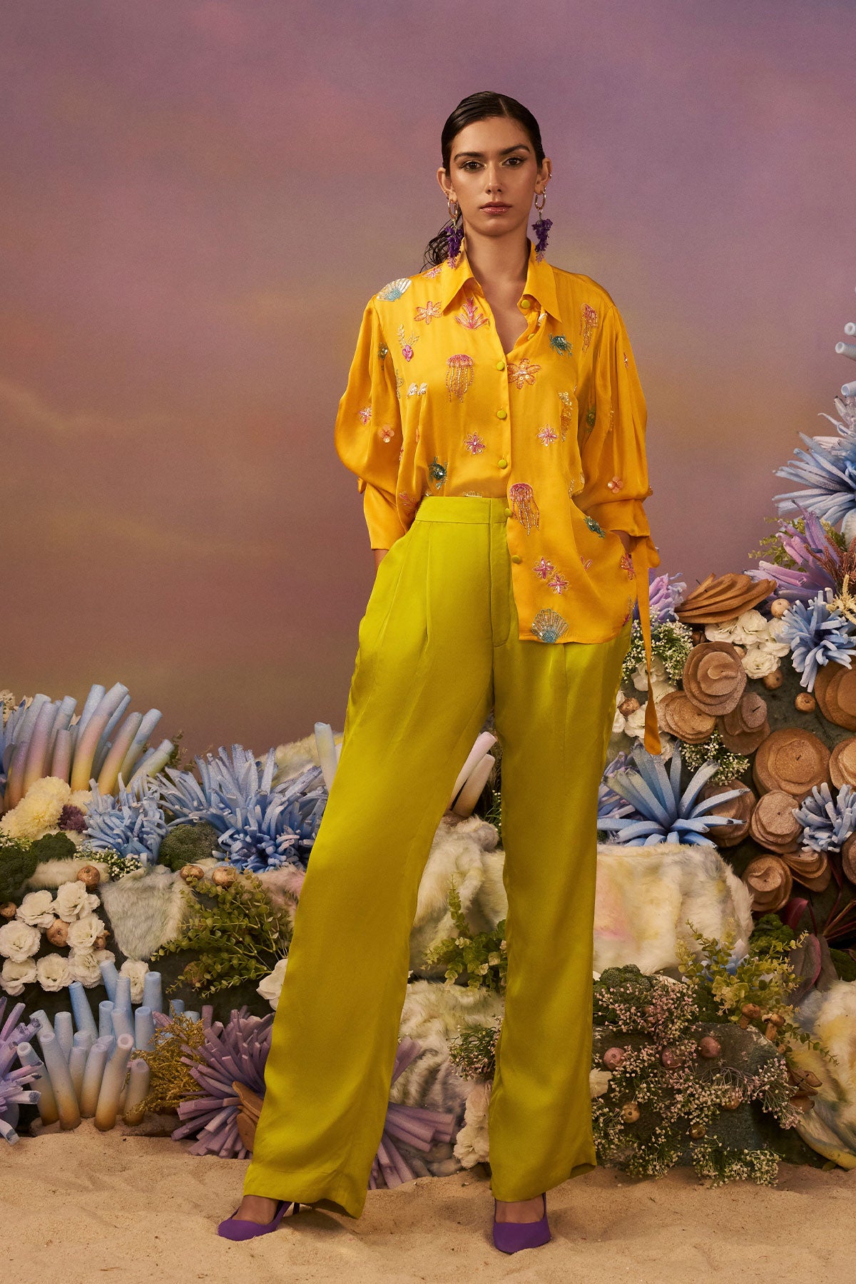 Mango samundar embroidery pant suit