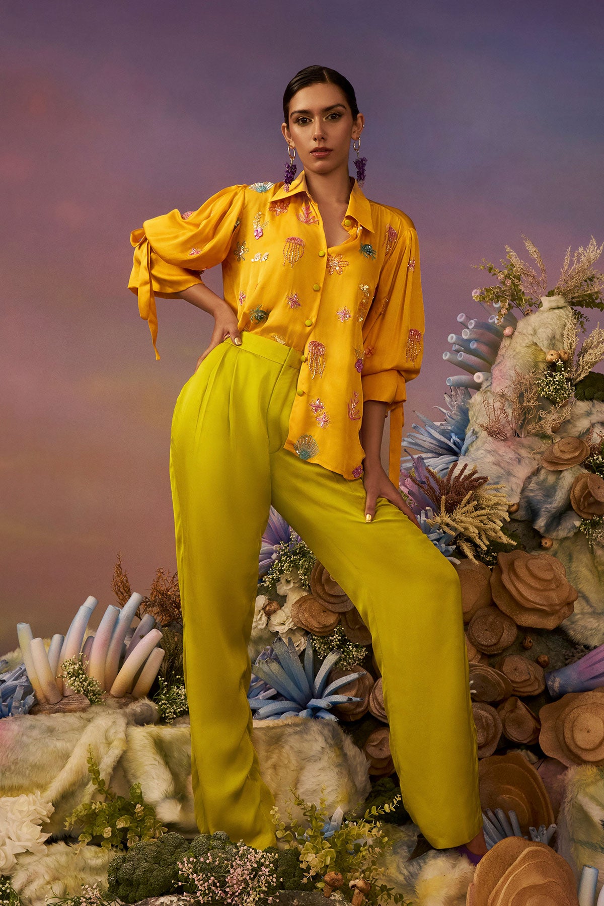 Mango samundar embroidery pant suit
