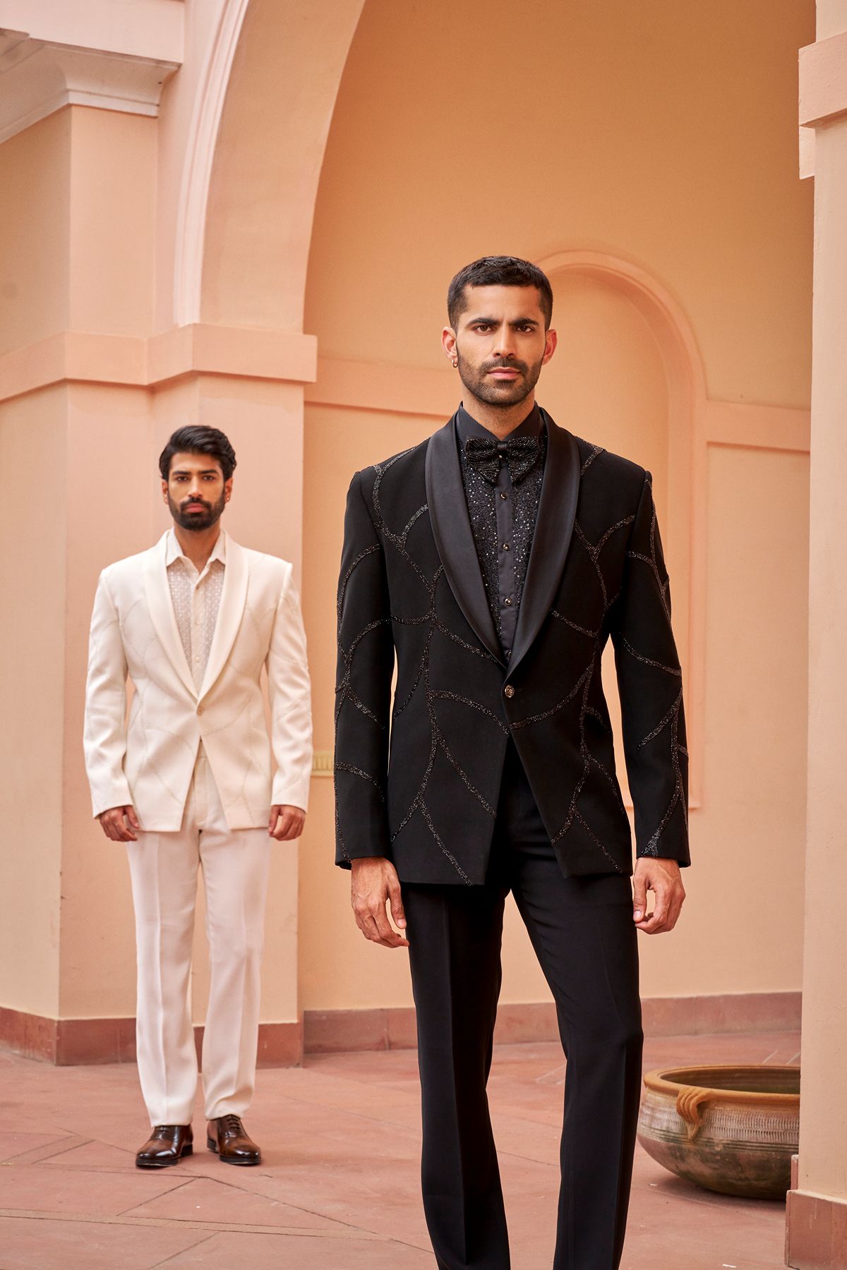 Black Abstract Embroidery Tuxedo