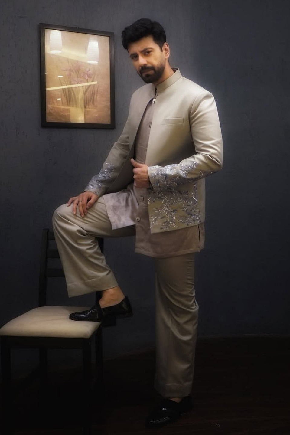 Karanvir Sharma in the Moonlit Sage Bandhgala