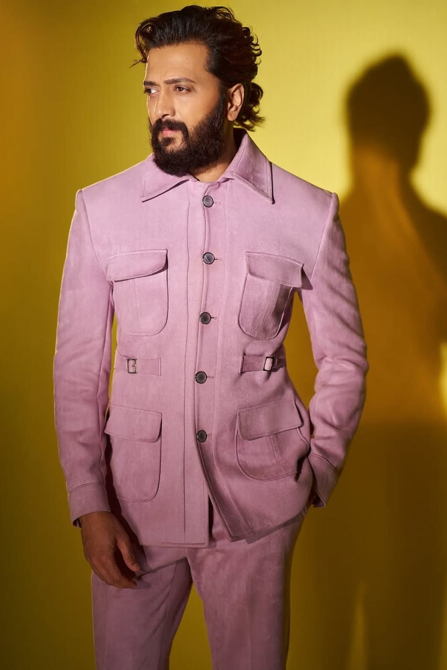Riteish Deshmukh in Lilac Safari Suit