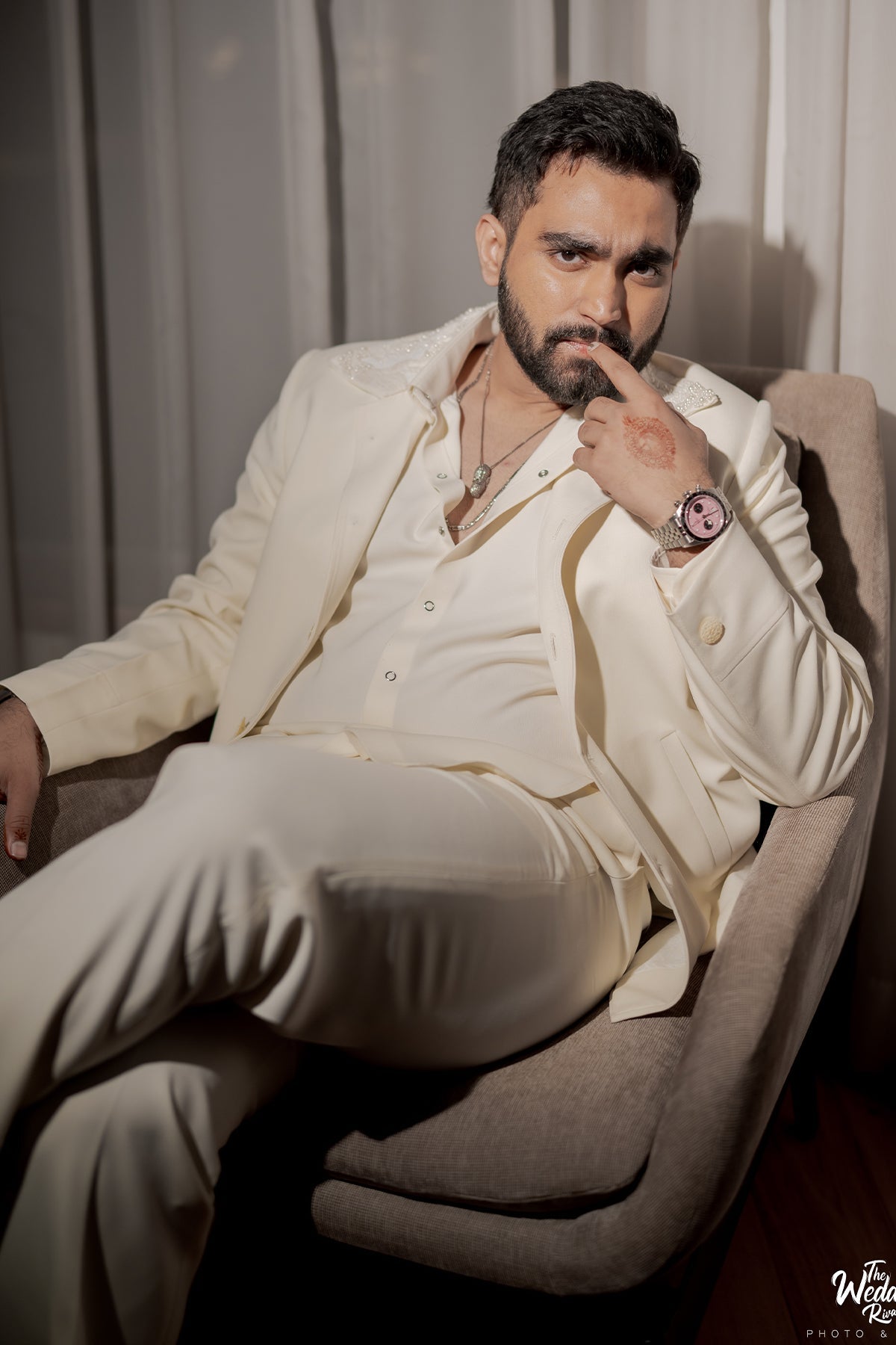 Cream Double-Breasted Suit - Viraj Ghelani