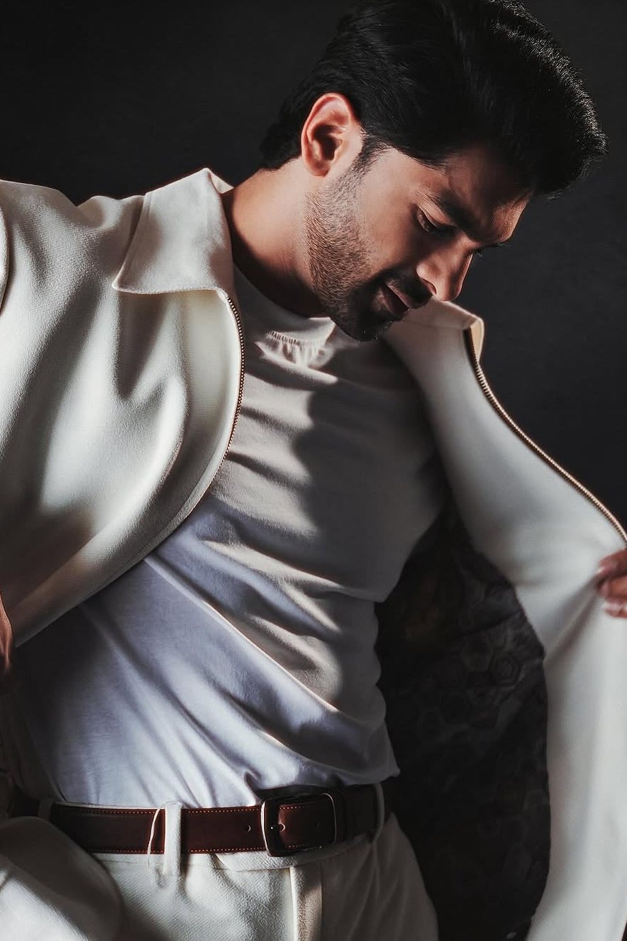 Taha Shah in Ivory Wide-Leg Suit