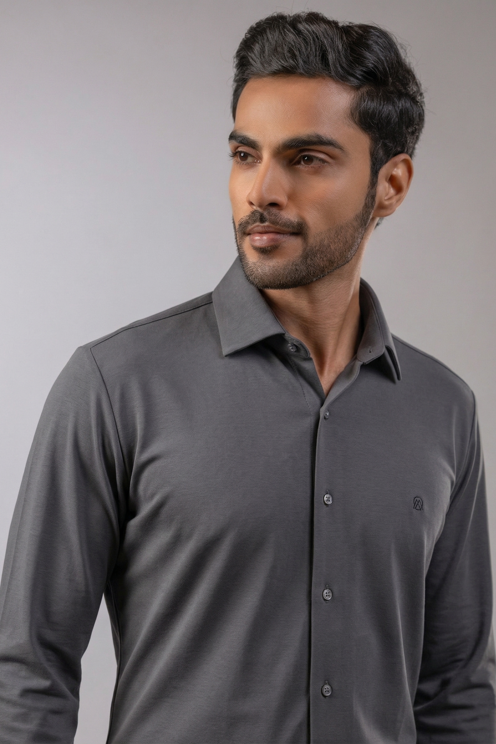 Charcoal Grey Tonal Monogram Logo Shirt