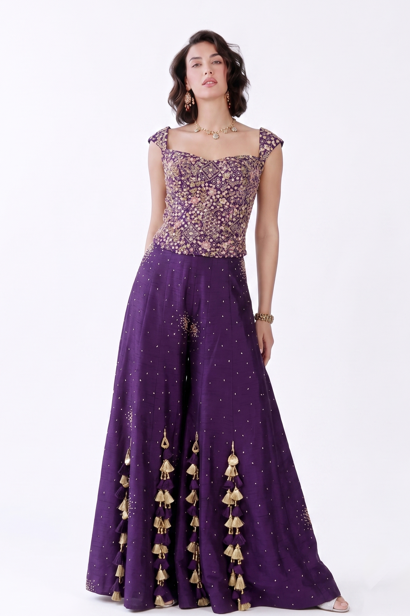 Amethyst Tassel Sharara Set - Front View